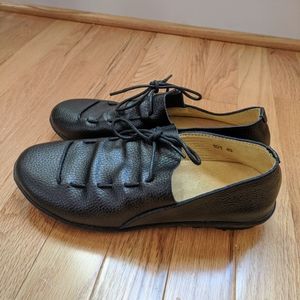 Black Lace-Up Flats